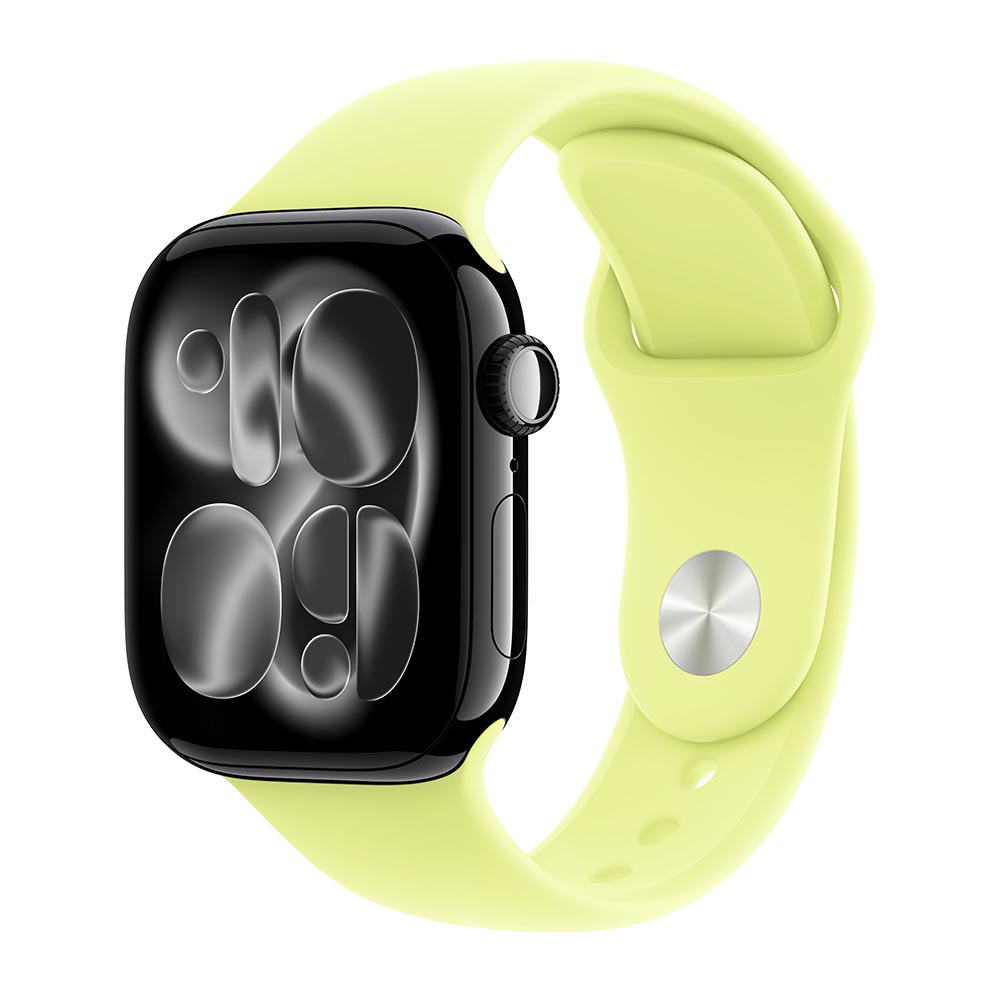 Apple Watch Series 11, 42 mm, Jet Black Aluminum Neon Yellow Sport Band M/L